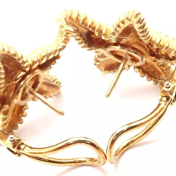 Authentic! Vintage Tiffany & Co Starfish 18k Yellow Gold Large Earrings - Picture 6 of 9
